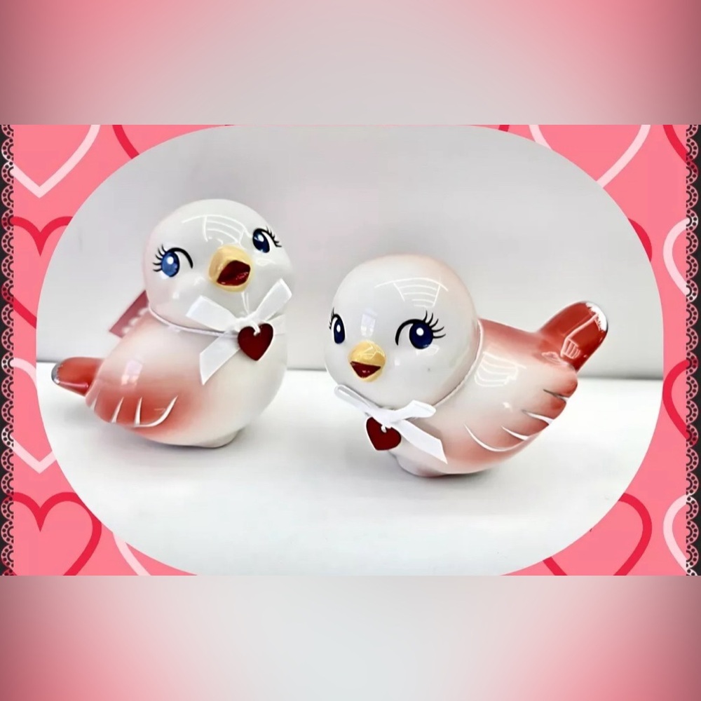 Target Spritz 2024 Valentine's Day Ceramic Red & White Love Birds - 2 Piece Set